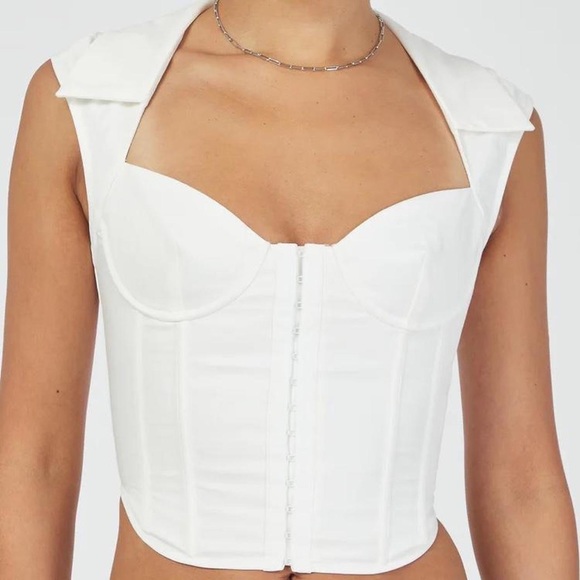 Danielle Guizio White Collared Bustier Corset Top size XS - Picture 5 of 5